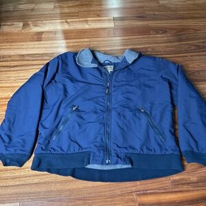 L.L.Bean vintage Mens‎ warmup bomber Jacket XL Full Zip Fleece Lined Blue